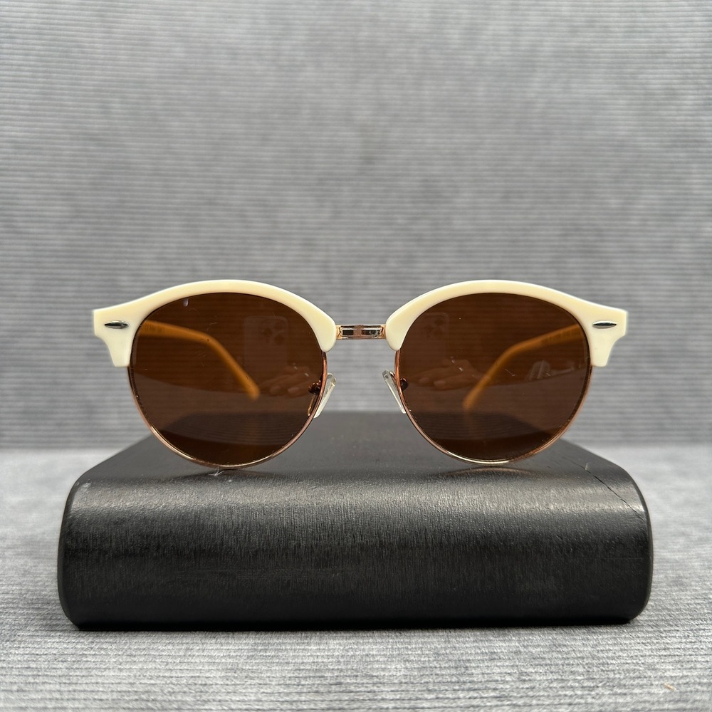 AJ Morgan Cream Clubmaster Sunglasses Brown Lens 59143 Retro Browline Y2k